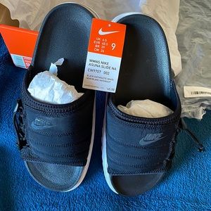 Fantastic WMNS NIKE ASUNA SLIDES NA, black and white.